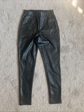 Express Black Faux Leather High Rise Leggings Pants M Stretch